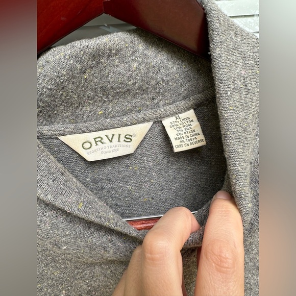 Orvis XL linen cotton wool silk nylon long sleeve maxi dress baggy gray - Picture 2 of 5